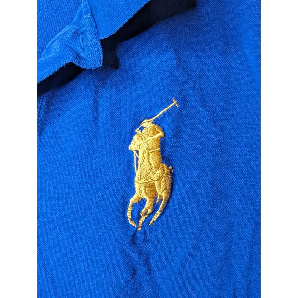 Polo Ralph Lauren Big Pony Size XXL 2XL Vintage Blue Gold Pony Polo Shirt